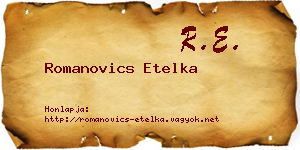 Romanovics Etelka névjegykártya